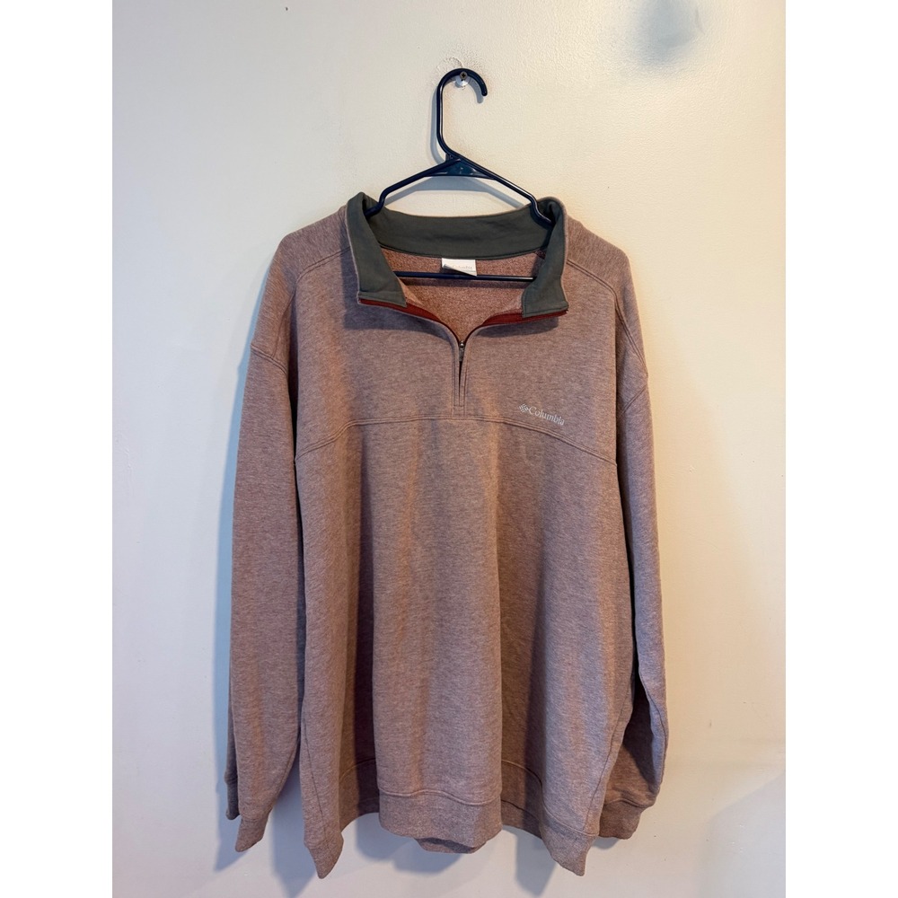 Columbia Mens XXL Quarter Zip Pullover Heather Mauve Mock Neck RN 69724